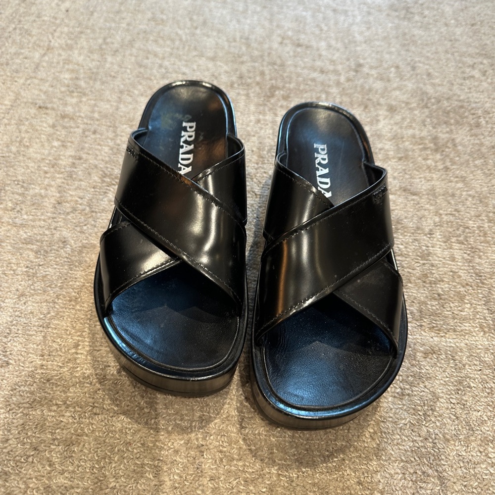 Prada leather platform sandal